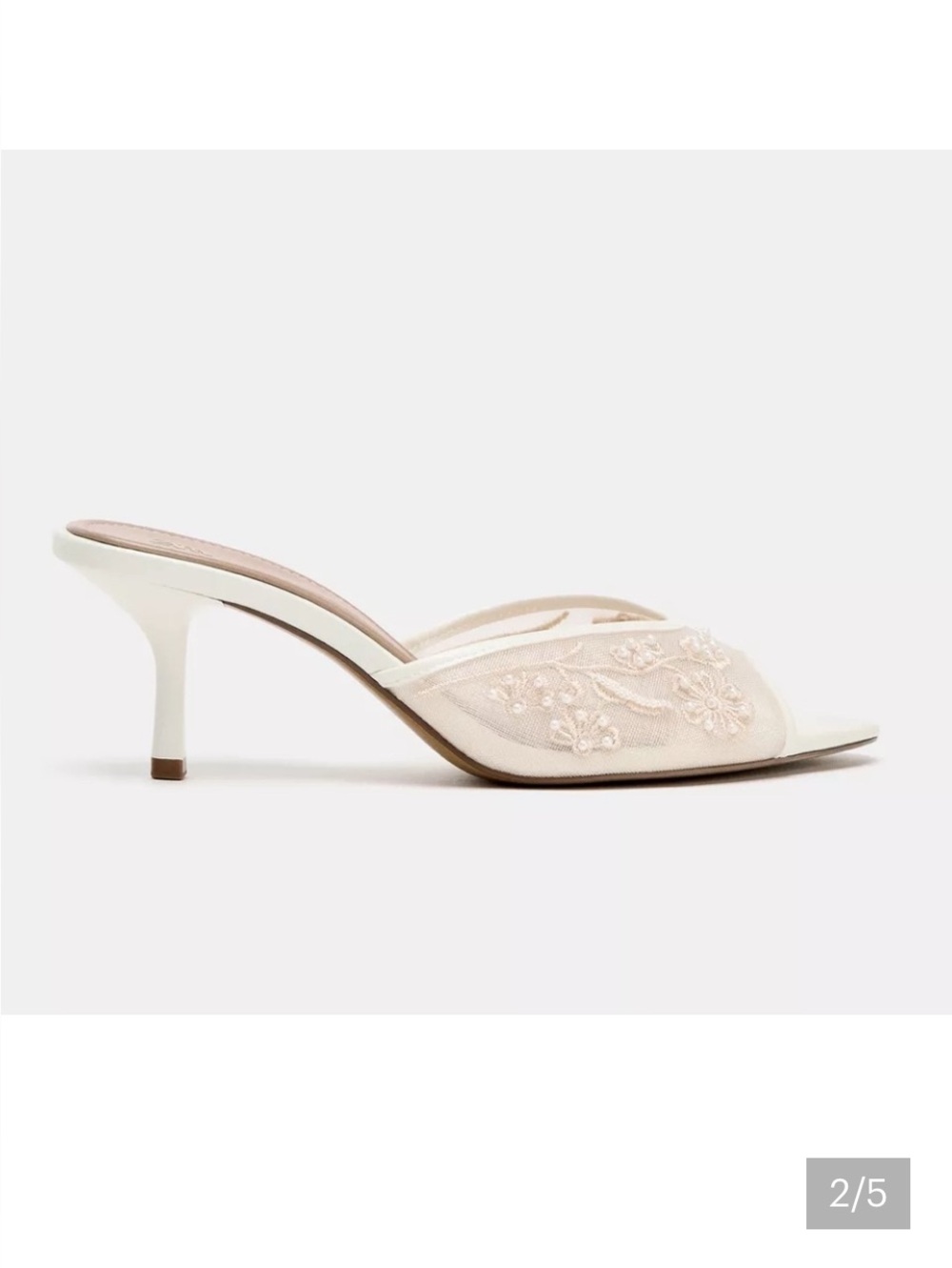Zara Cream Embroidered Open-Toe Mules - Picture 2 of 4